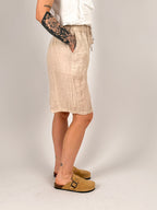Bermuda donna beige con vita elasticizzata regolabile - vista laterale