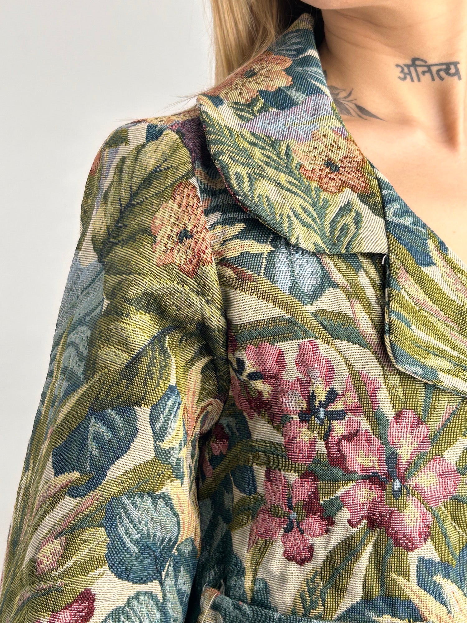 blazer floreale verde donna vista dettaglio