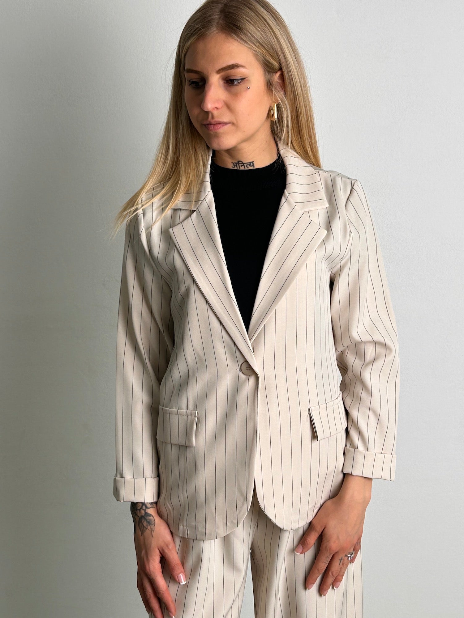 Giacca donna gessata vista front
