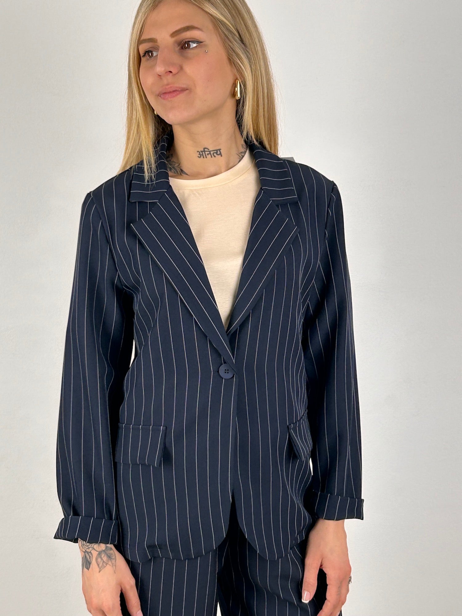giacca donna gessata vista frontale