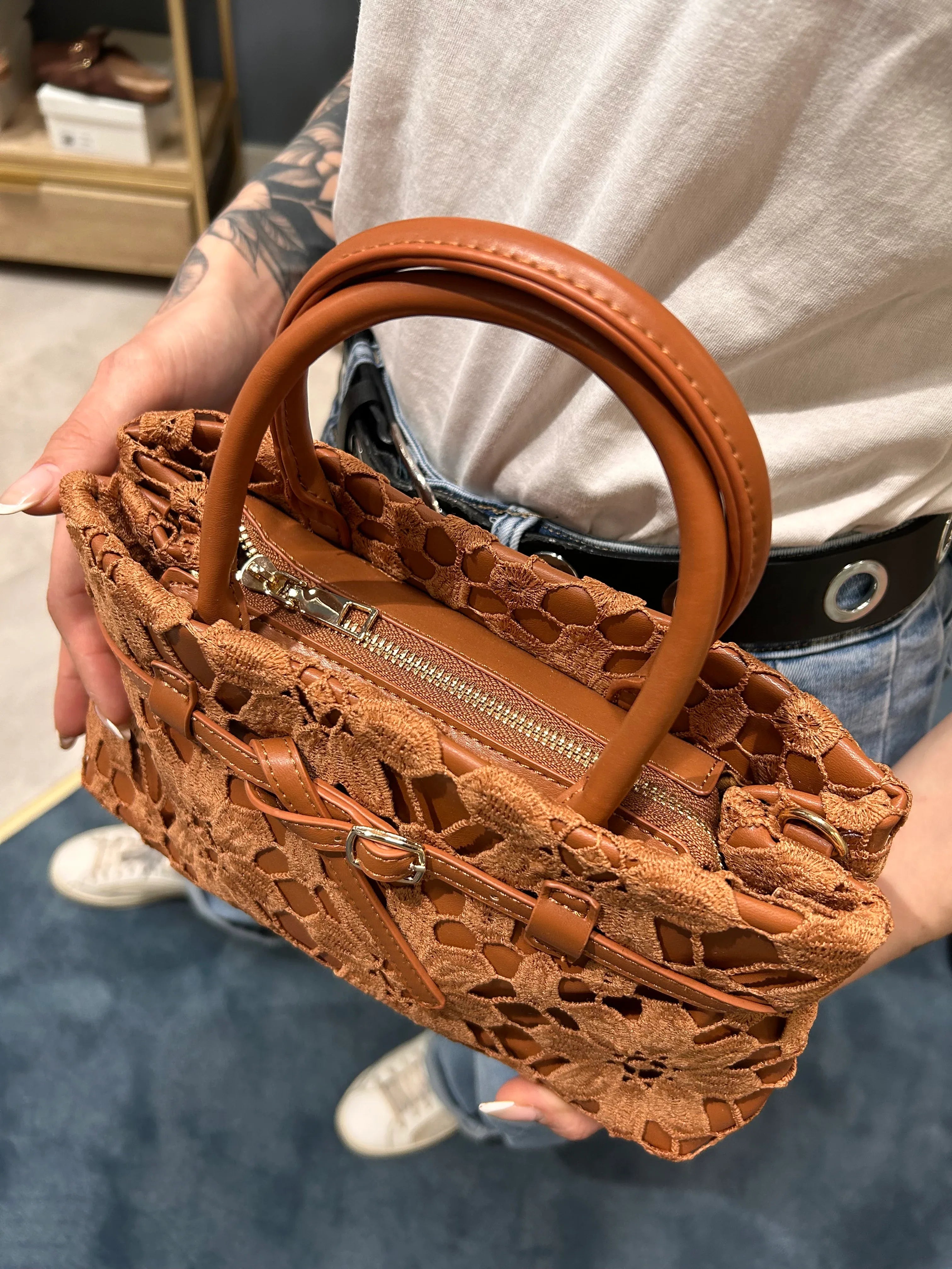 Borsa in pizzo – borsa donna con dettaglio pizzo elegante, stile romantico chic