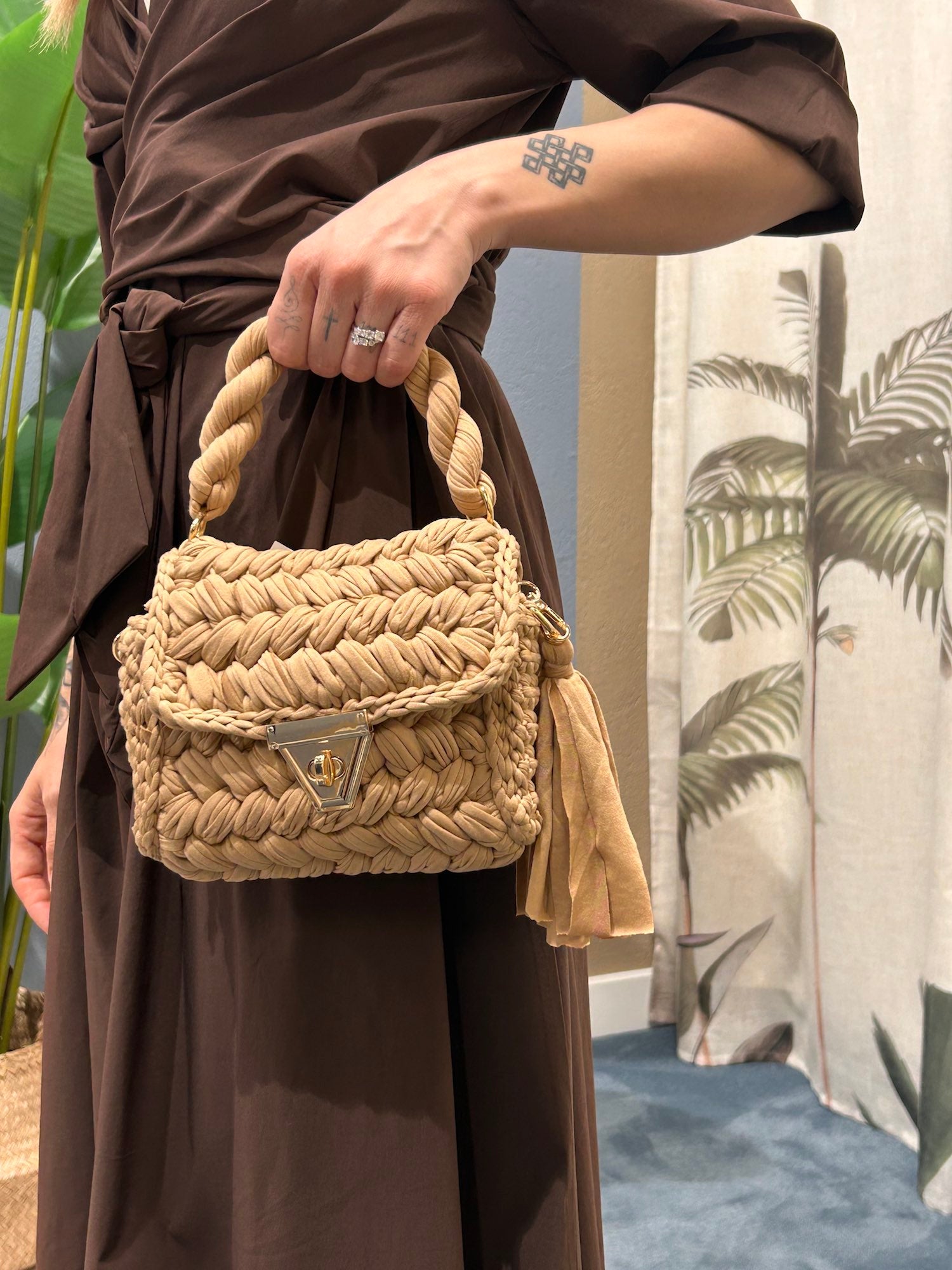 borsa intreccio mini donna vista frontale