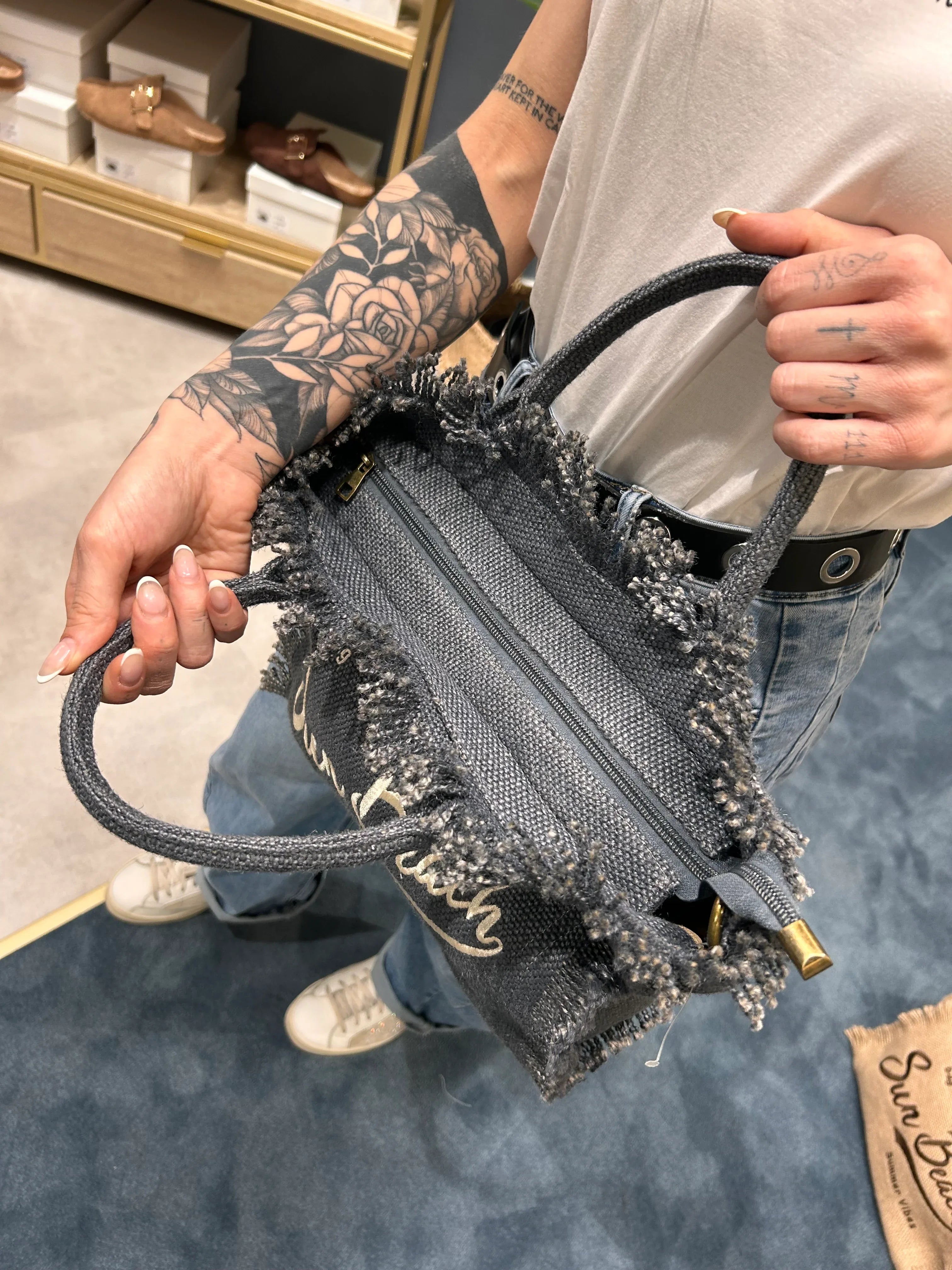 13. Borsa Sun Beach Borsa Sun Beach – borsa donna estiva da spiaggia, stile casual chic mare.dettaglio lampo

