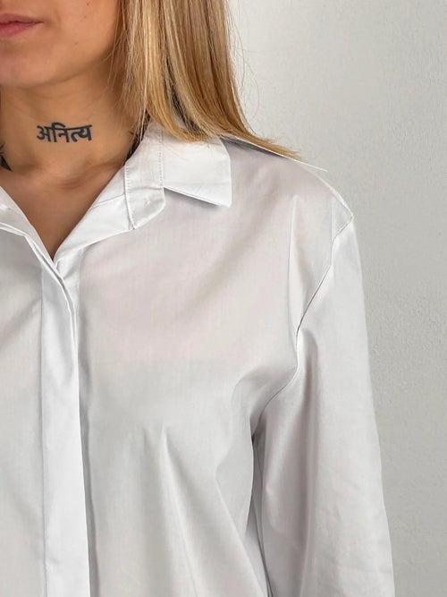 camicia essential otone donna bianca vista dettaglio