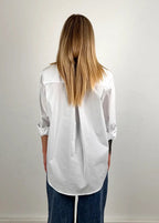 camicia essential otone donna bianca vista retro