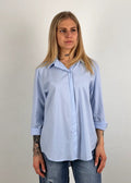 camicia essential otone donna azzurra vista frontale