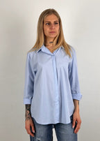 camicia essential otone donna azzurra vista frontale