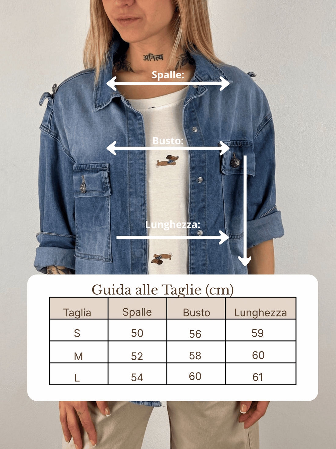 Guida misure Giacca Camicia Denim Relax