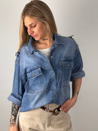 giacca camicia denim vista frontale