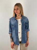 giacca camicia denim vista frontale aperta