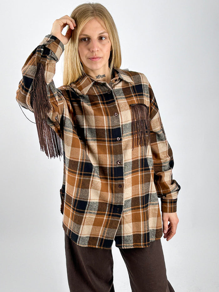 Camicia Rodeo biscotto - dettaglio frange