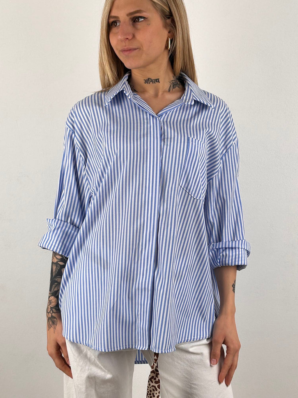camicia st tropez abituè azzurro donna vista frontale
