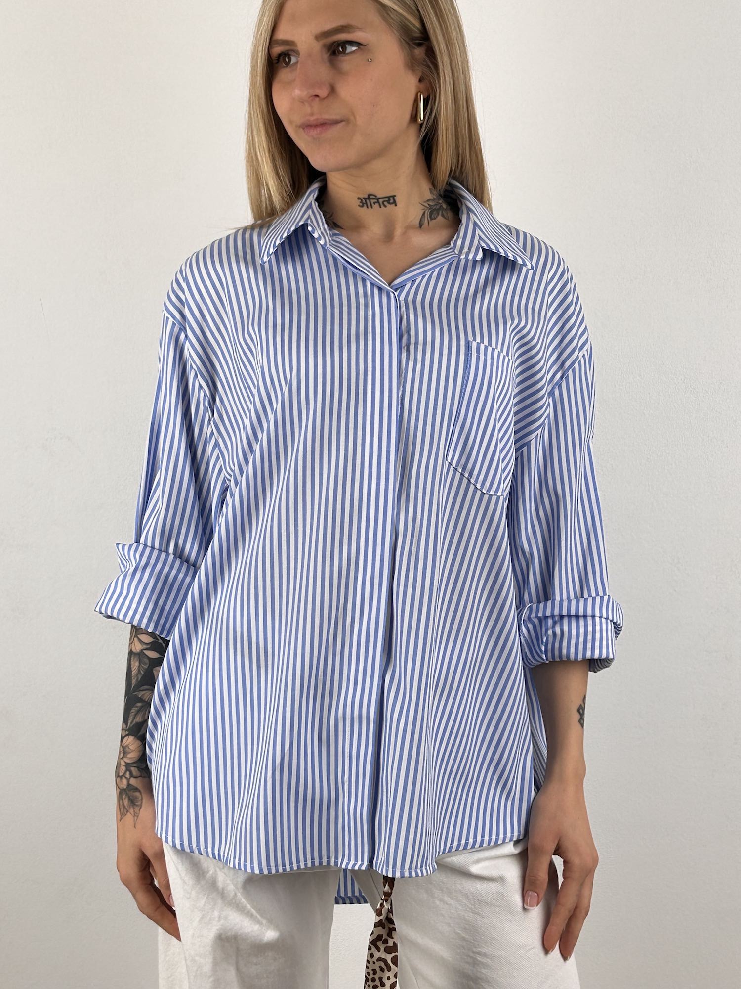 camicia st tropez abituè azzurro donna vista frontale