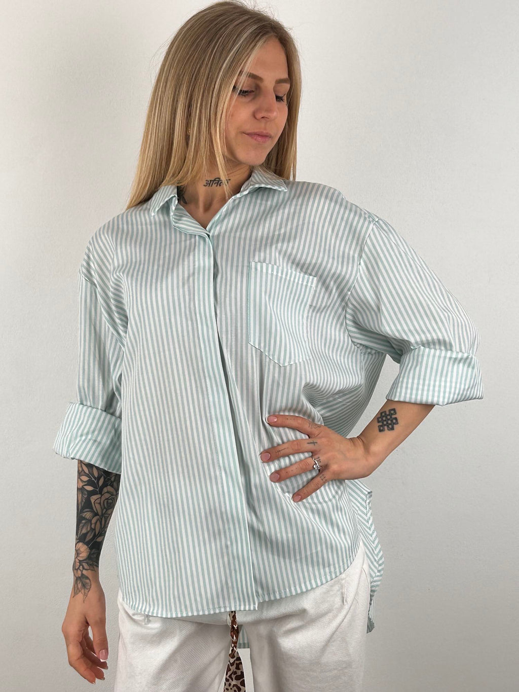 camicia st tropez abituè verde acqua donna vista frontale
