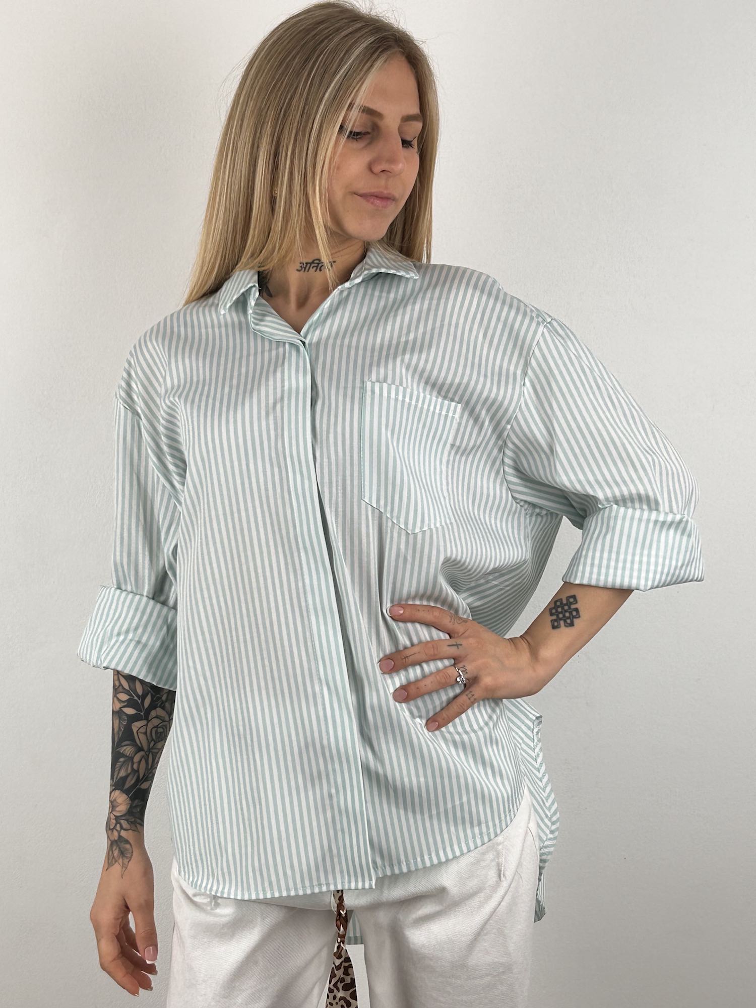 camicia st tropez abituè verde donna vista frontale