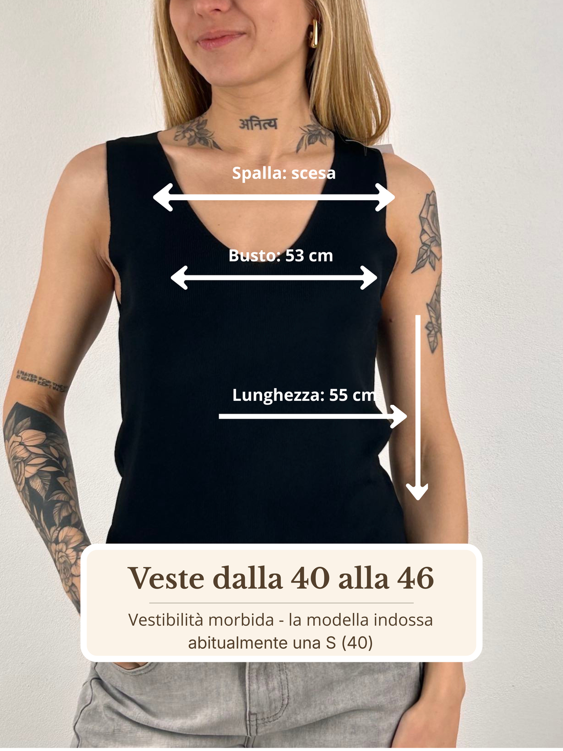 Guida misure Canotta Essential V