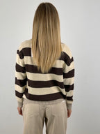 Cardigan righe classic – cardigan donna a righe classico, stile preppy casual chic.retro