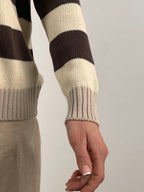Cardigan righe classic – cardigan donna a righe classico, stile preppy casual chic.dettaglio