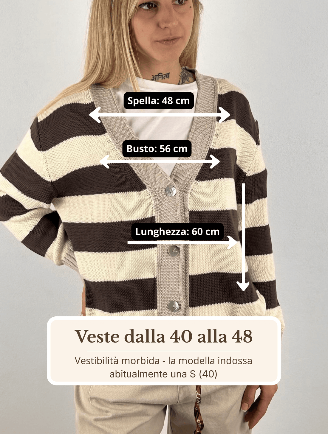 Guida misure Cardigan Righe Classic
