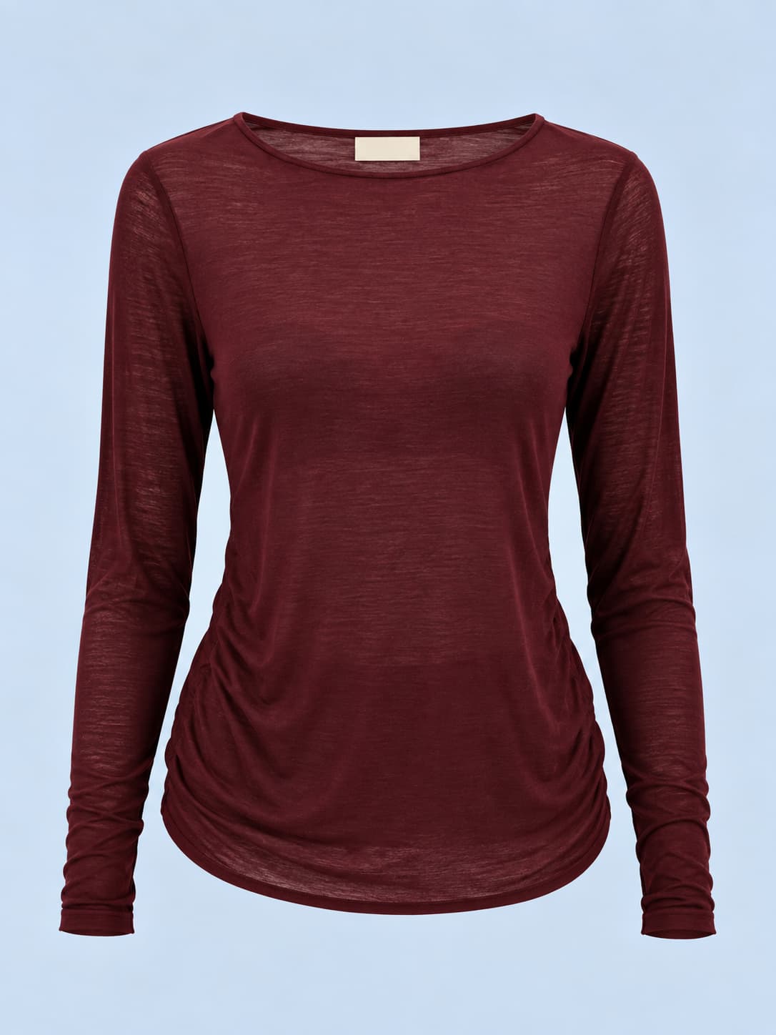Maglia donna girocollo sottile a manica lunga con cashmere bordo - vista frontale