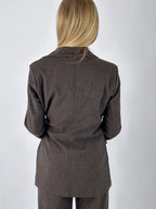 Completo marrone giacca con fiocco e pantalone, vista 4