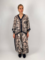Completo donna boho fantasia paisley con casacca over e pantalone ampio - vista frontale
