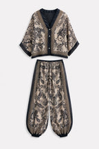 Completo donna boho fantasia paisley con casacca over e pantalone ampio - immagine gost
