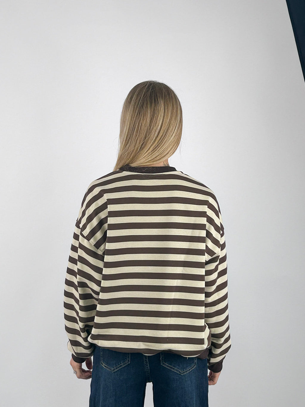 Felpa Iconic donna a righe con stampa bassotto Marrone - vista retro