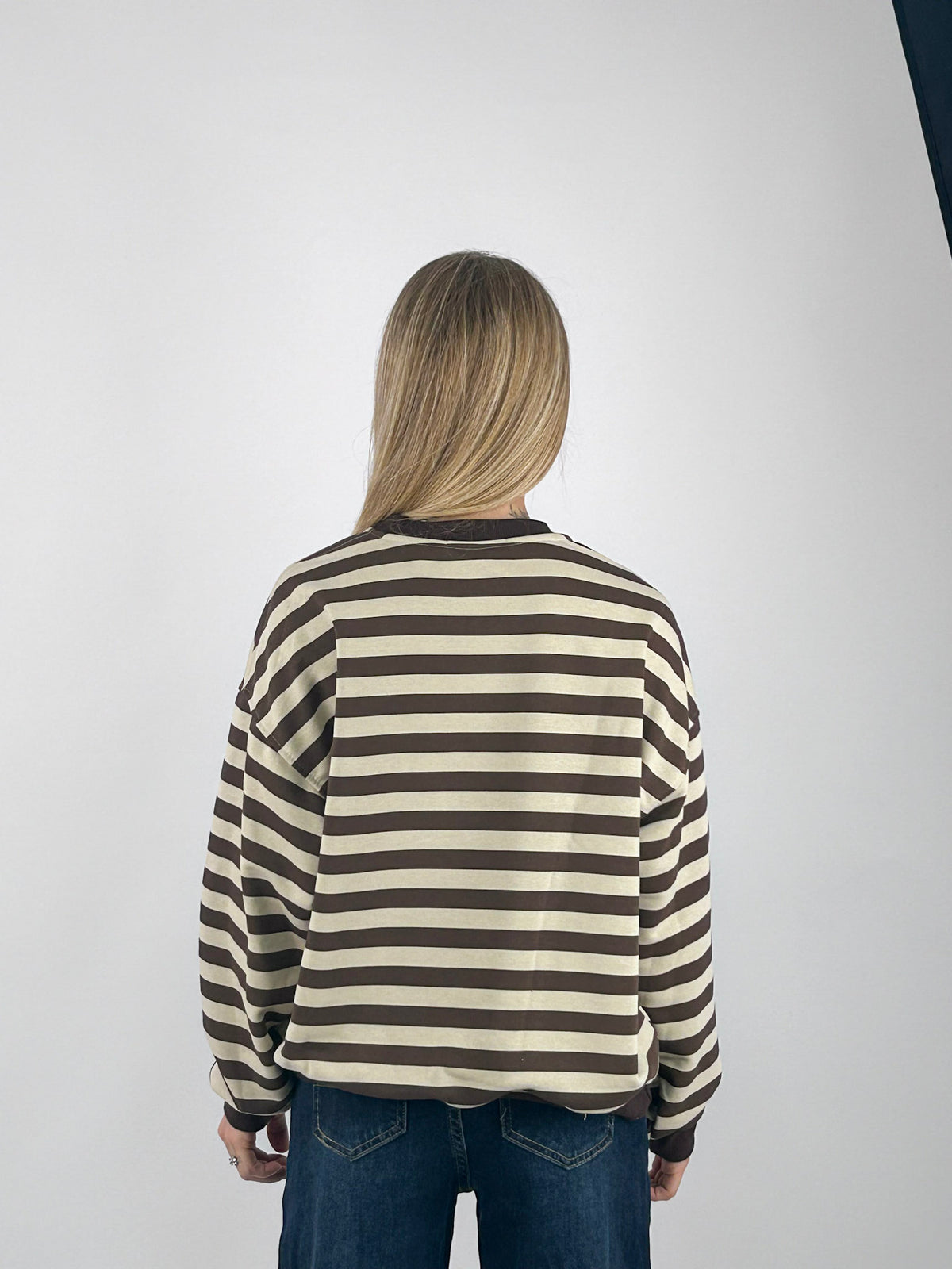 Felpa Iconic donna a righe con stampa bassotto Marrone - vista retro