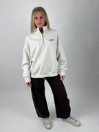 Felpa grigio melange con zip e scritta Dolcevita, vista 4
