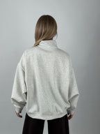 Felpa grigio melange con zip e scritta Dolcevita, vista 6