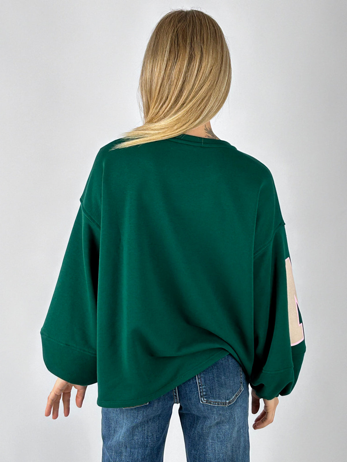 Felpa Varsity verde vista posteriore