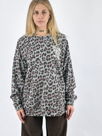 Felpa donna maculata azzurro con scritta frontale - vista frontale