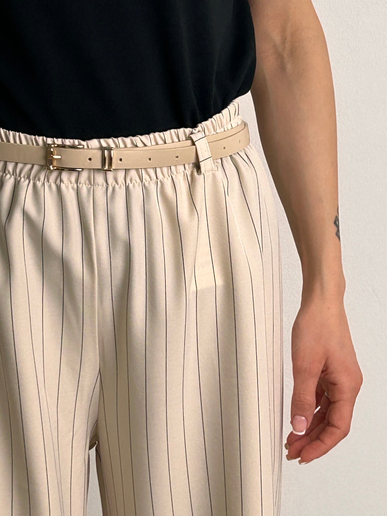 antalone gessato – pantalone donna a righe gessato elegante, stile sartoriale chic