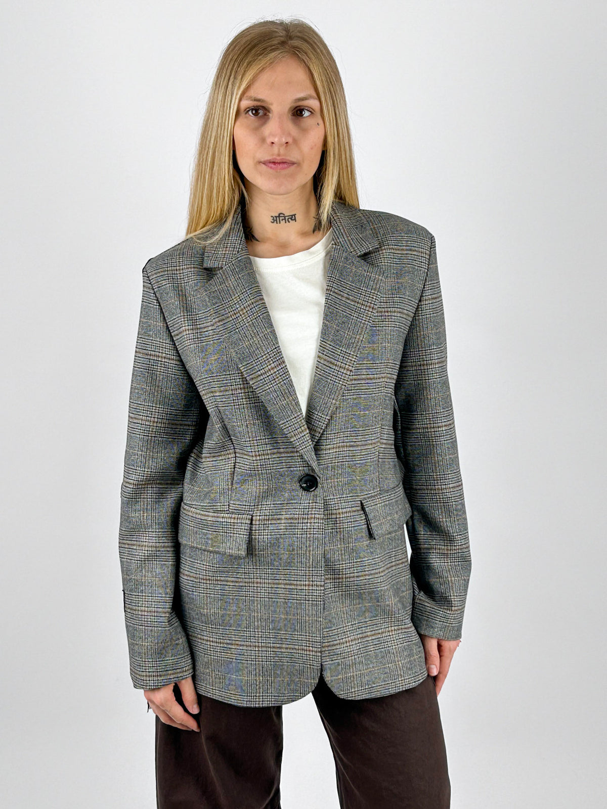 Giacca Frange Grigio/Beige - foto 3