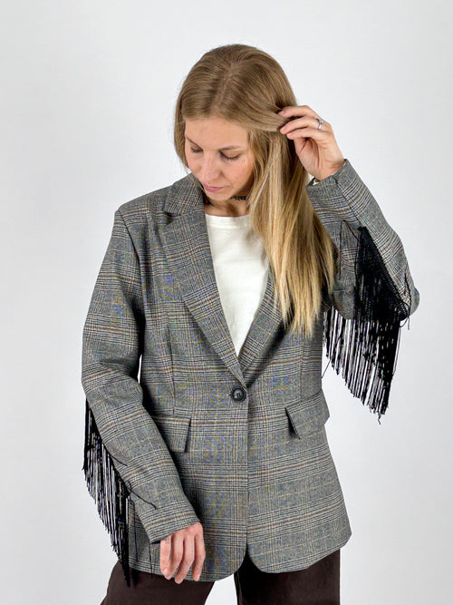 Giacca Frange Grigio/Beige - foto 1