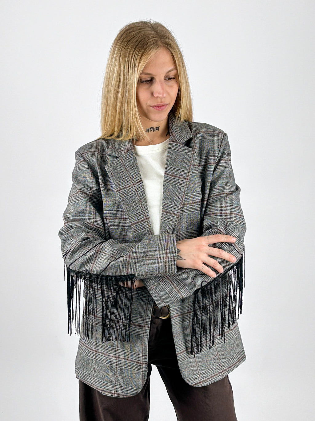 Giacca Frange Grigio/Bordo - foto 12