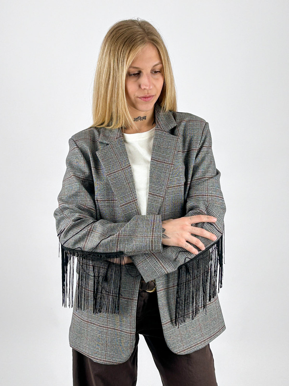 Giacca Frange Grigio/Bordo - foto 12