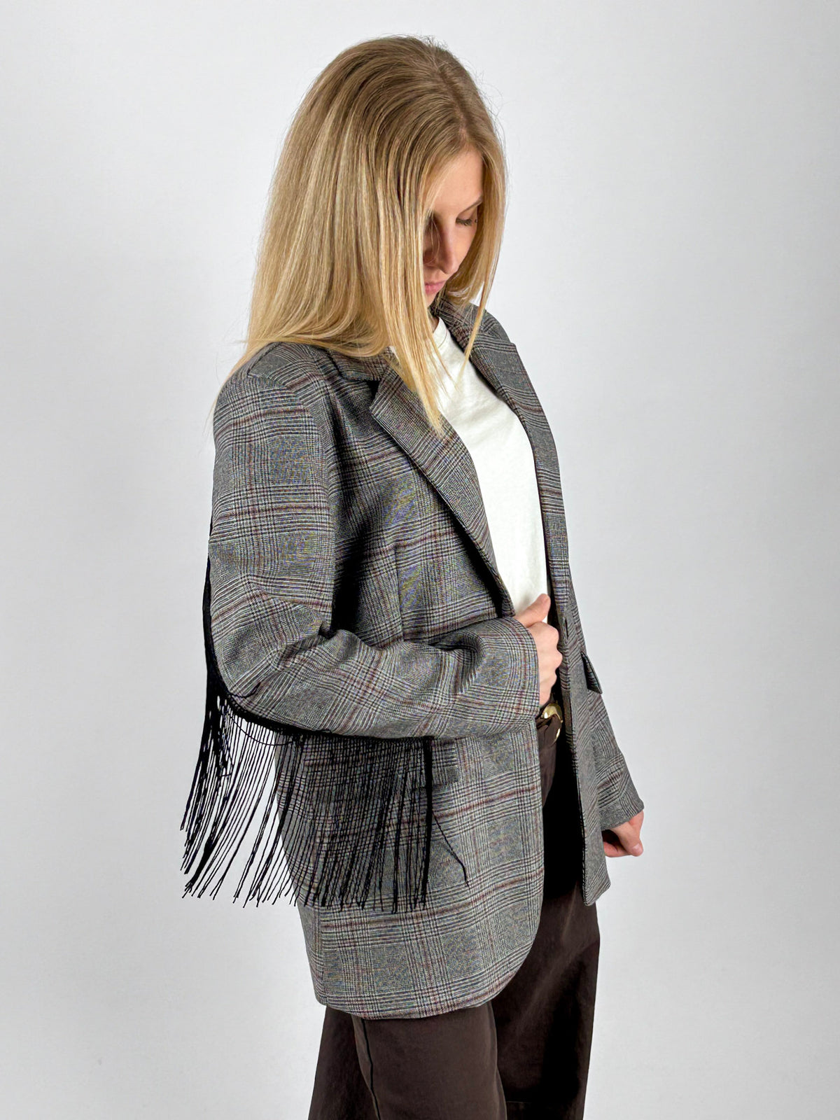 Giacca Frange Grigio/Bordo - foto 10