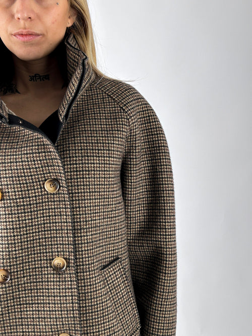 Giacca Galles marrone donna dettaglio collo e tessuto