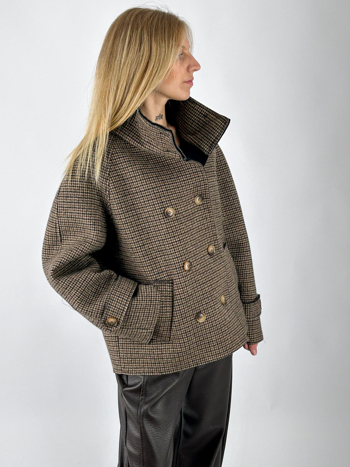 Giacca Galles marrone donna vista laterale