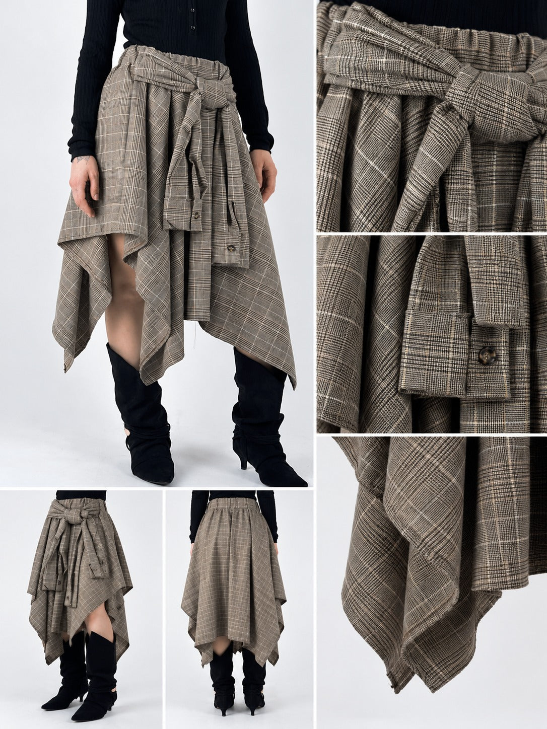 Gonna Drappeggio beige - dettagli e retro