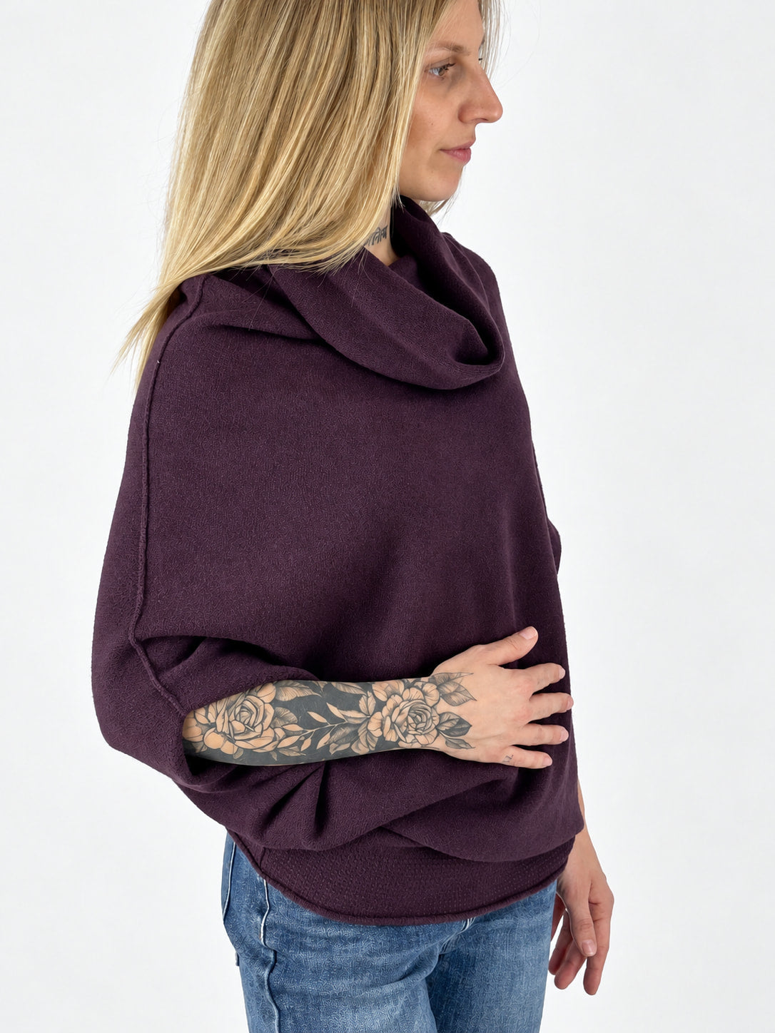 Maglia collo morbido Burgundy - laterale