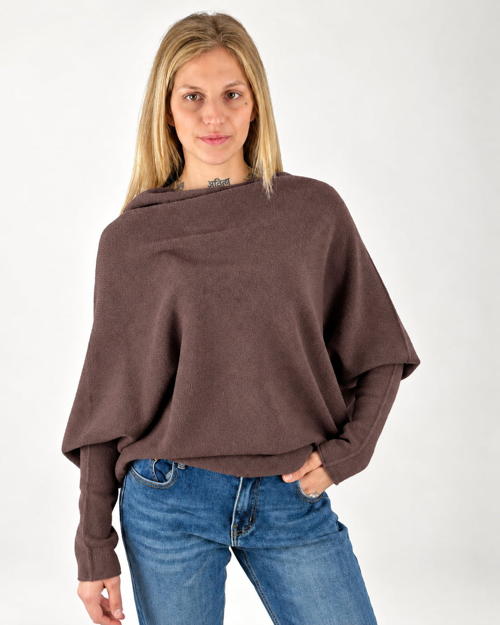 Maglia Drapé Marrone, dettaglio