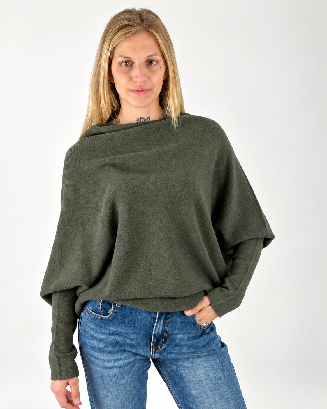Maglia Drapé Verde Militare, dettaglio