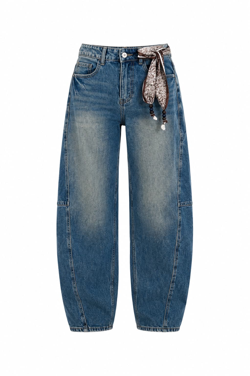 Jeans balloon donna a vita alta con gamba ampia e vestibilità morbida. immagine gost