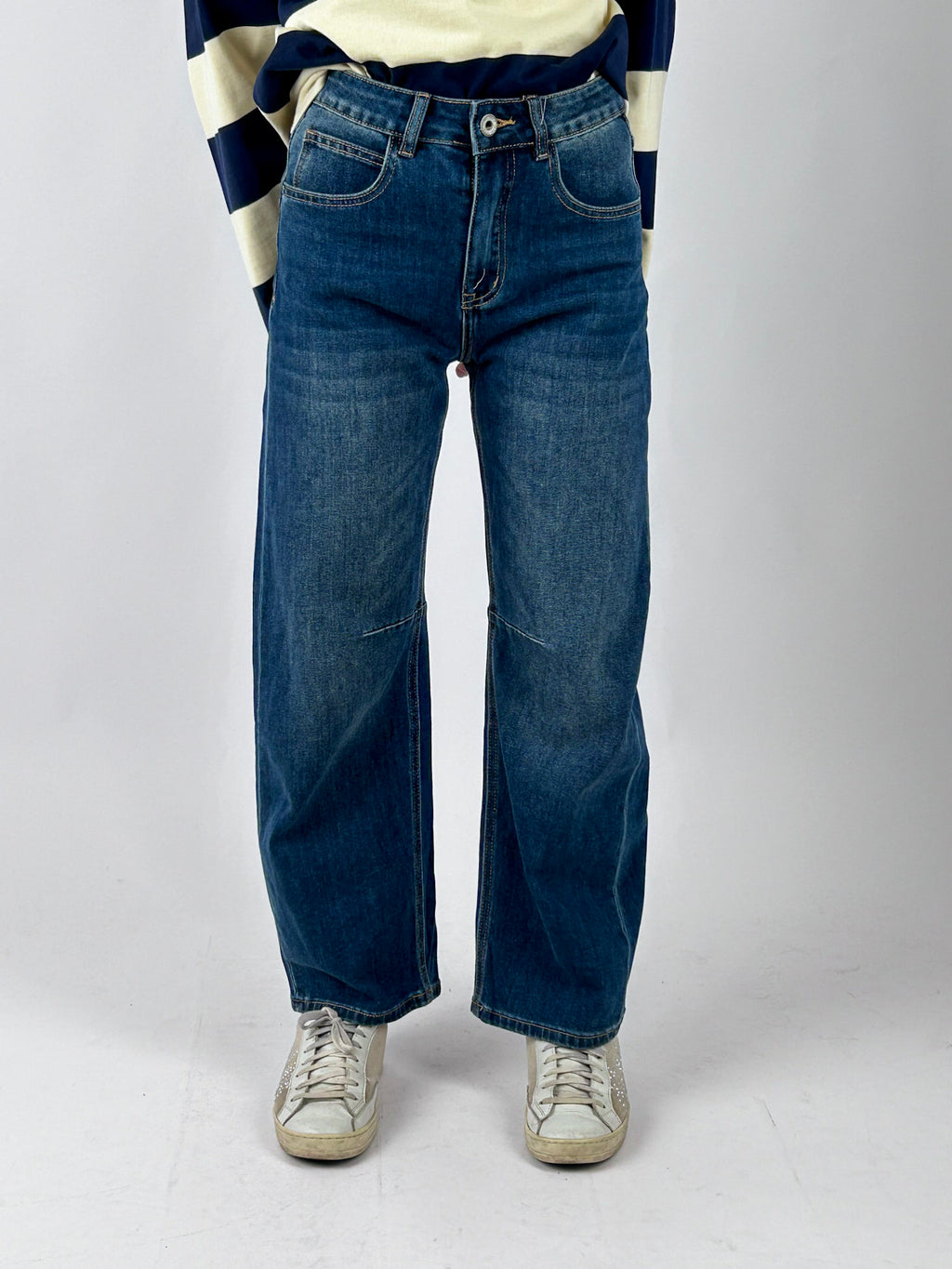Jeans Barrel blu donna vista frontale