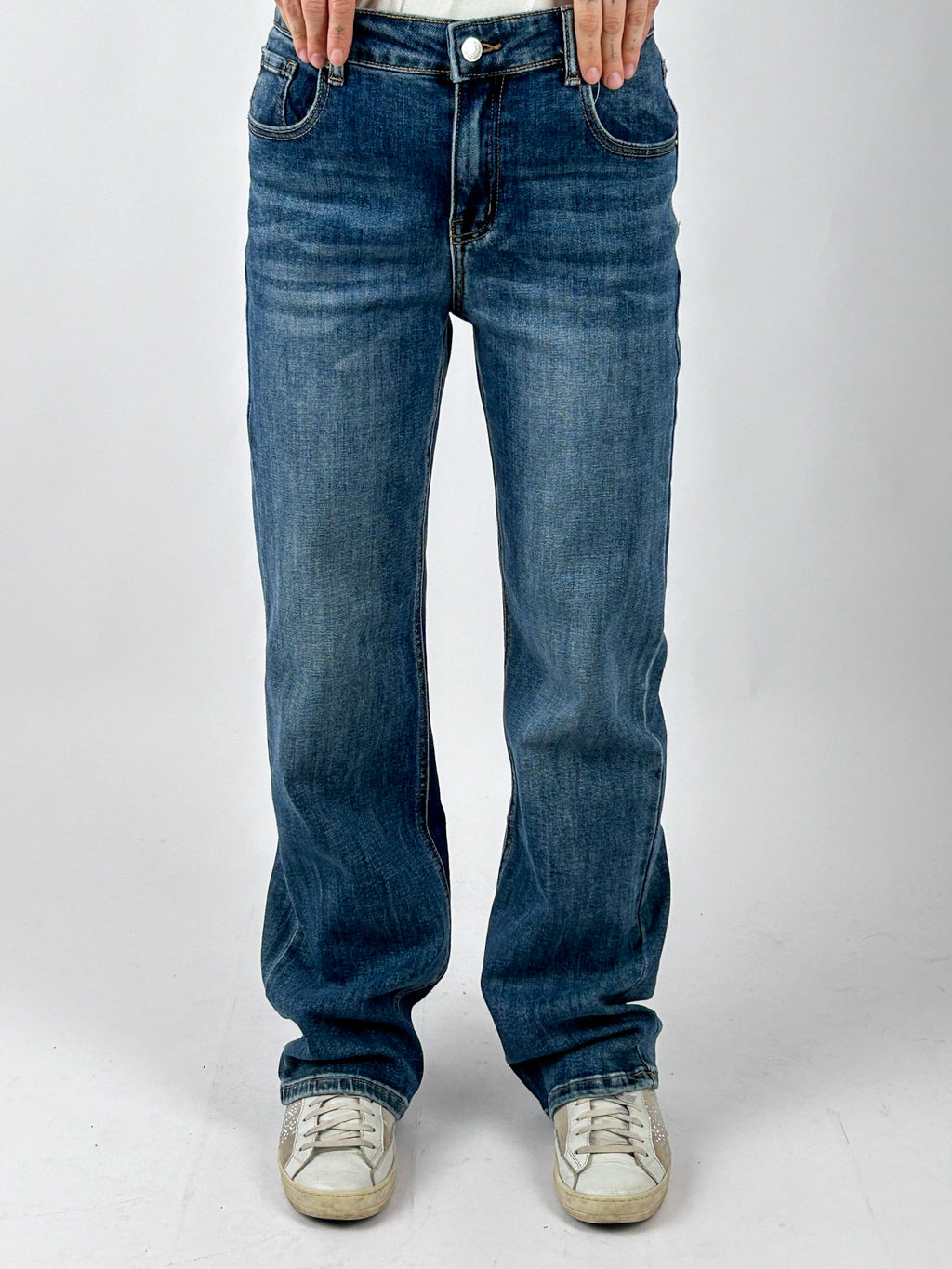 Jeans Regular denim medio indossato, vista frontale