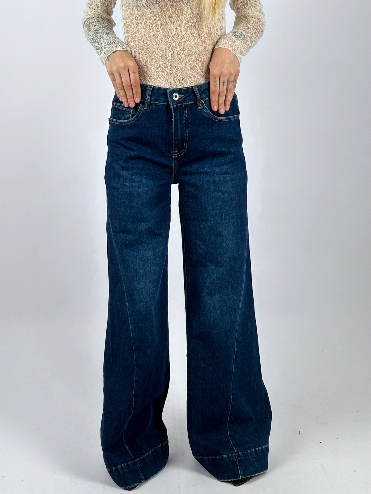 Jeans Wide blu vista frontale