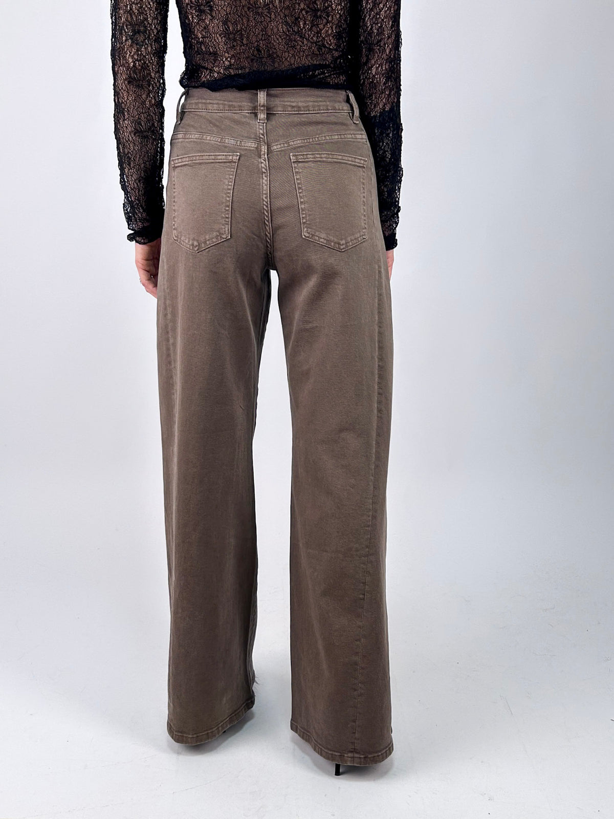 Jeans Wide tortora donna, vista posteriore